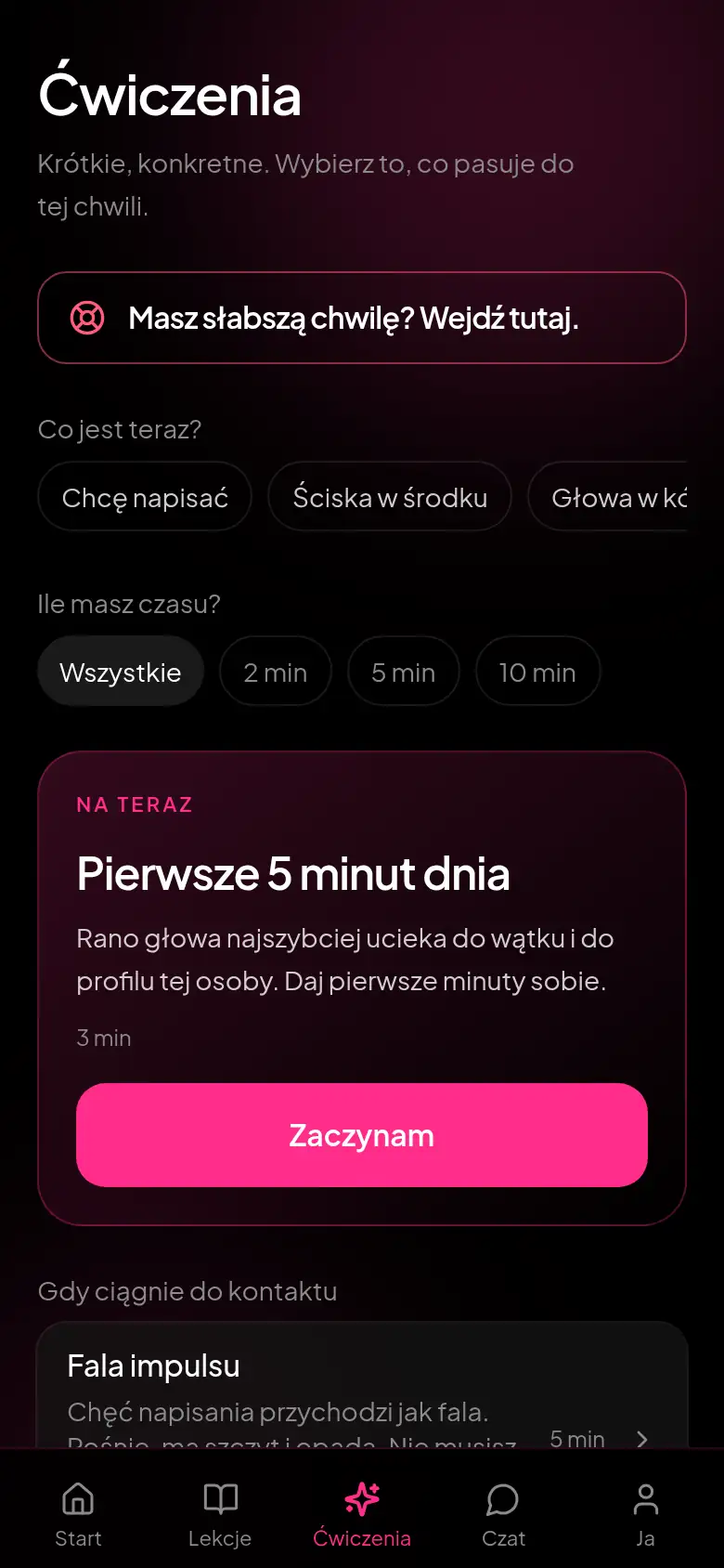Ekran ćwiczeń. Kilka minut na trudniejszą chwilę.